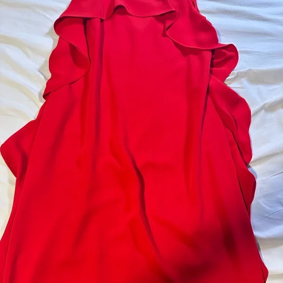 Trina Turk Red Asymmetrical Ruffled Cocktail Dress Trina Turk Red Asymmetrical Ruffled Cocktail Dress